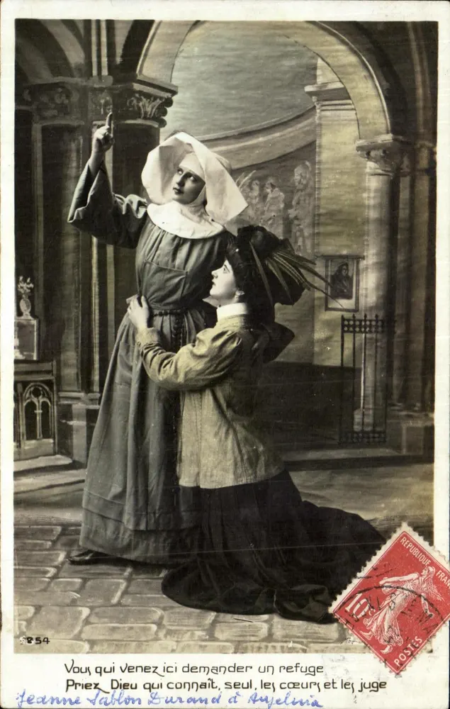 Jeanne d'Arc und eine Frau im Gebet — religiöse Szene — unbekannter Verlag, Nr. 854 - Vorderseite