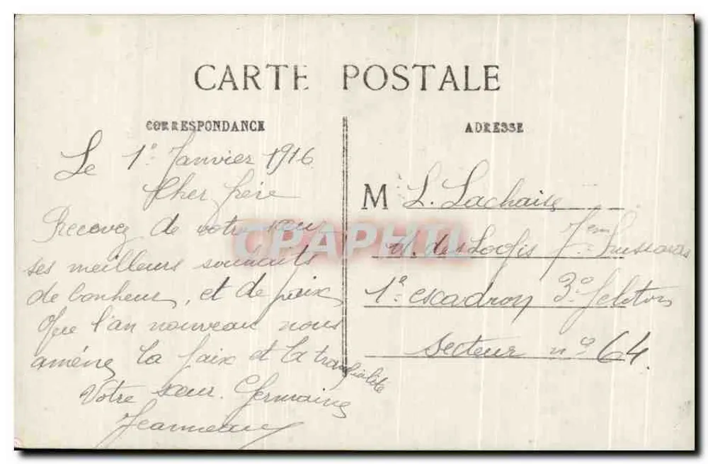 Frau in eleganter Kleidung — mit Blumenstrauß und Schild 'BONNE ANNÉE' — Verlag OTO n°839 - Rückseite