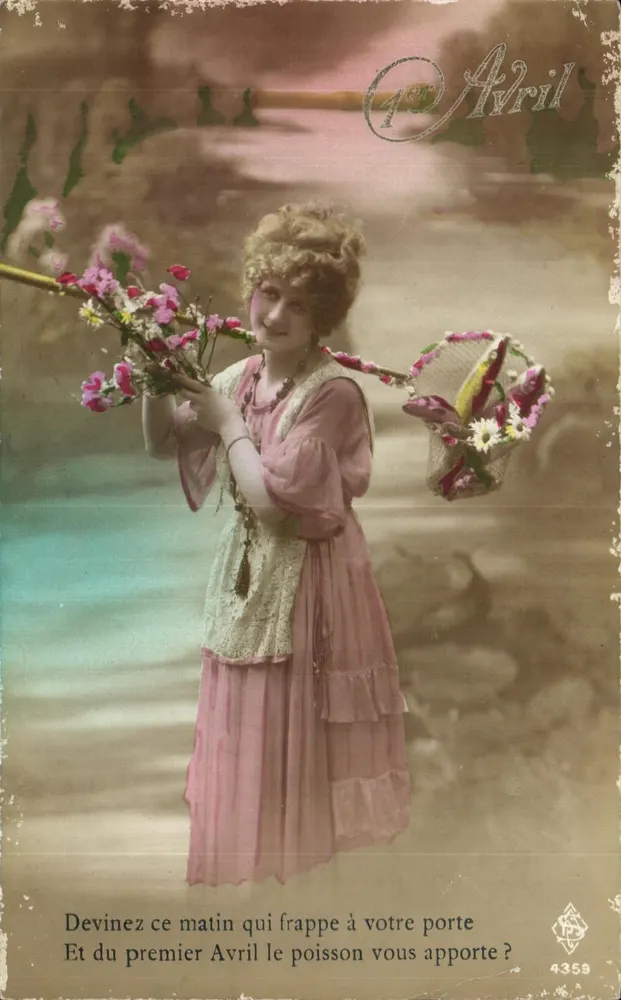 Junge Frau in rosa Kleid — Frühlingsszene — Éditeur L. BRANCHER - N° 4359 - Vorderseite