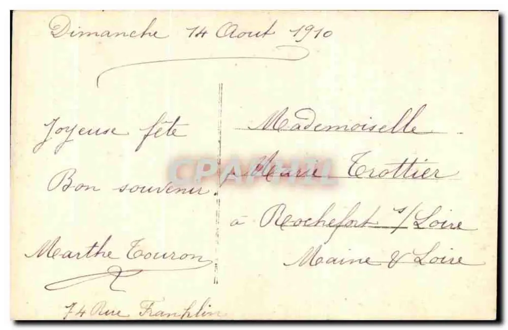 Frau, die einen Rosenkorb hält — Angers — anonymer Verleger, Nr. 309 - Rückseite