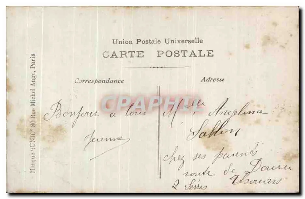 Frau mit Eierkorb — Frohe Ostern — Verlag UNIC, n° 1006 - Rückseite
