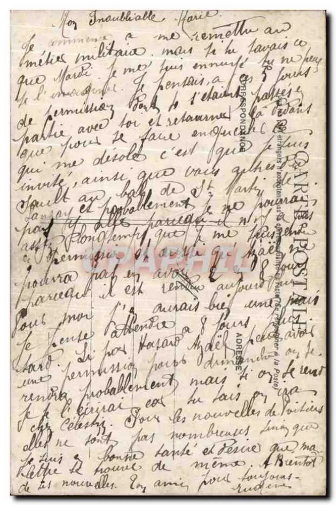 Liebendes Paar — Rosen und Gedicht — Paris, n°425 - Rückseite