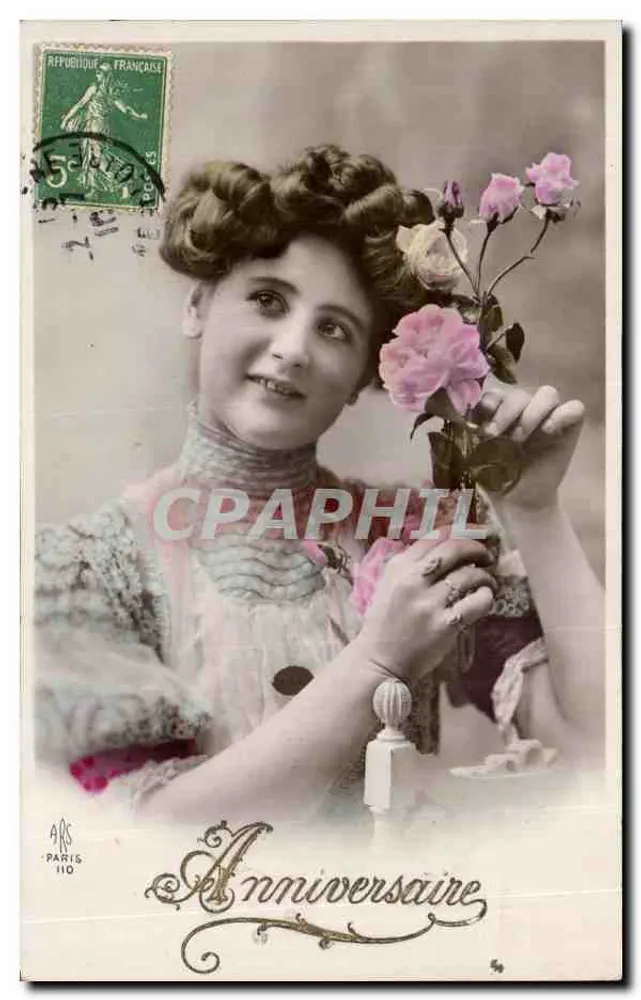 Junge Frau mit Rosen — Geburtstag — ARS PARIS 110 - Vorderseite