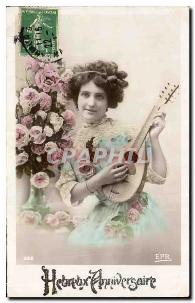 Junge Frau mit Mandoline — Rosen — EPR 322 - Vorderseite