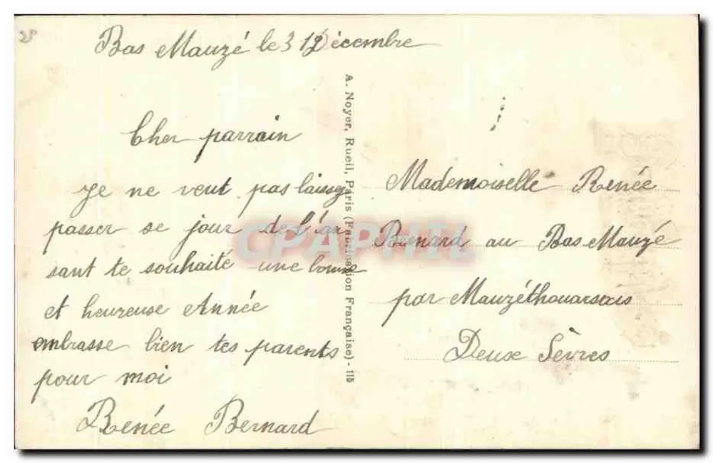 Mädchen in Winterkleidung — Frohe Weihnachten — Noyer, Ruelli, Paris - Rückseite