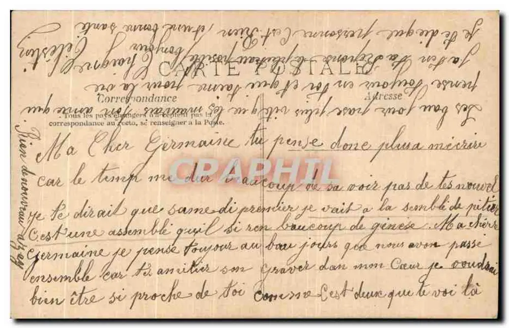 Liebe unter dem Eichenbaum — Liebesgedicht — A.N. Paris, Nr. 352 - Rückseite