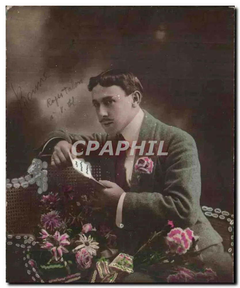 Roger Talon — Portrait eines Mannes mit Blumen — Roger Talon - Vorderseite