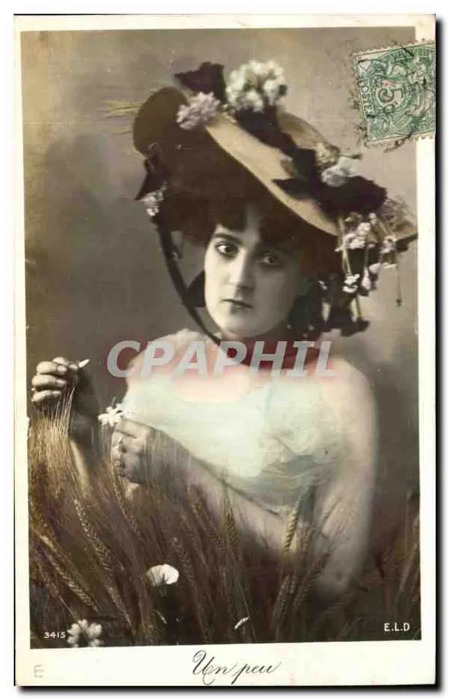 Frau mit blumengeschmücktem Hut — Un peu — E.L.D. n°3415 - Vorderseite