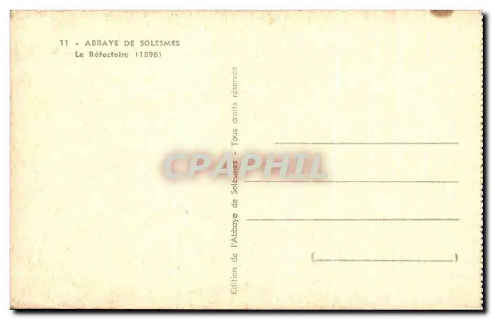 Abbaye de Solesmes — Réfectoire — Édition de l'Abbaye de Solesmes - Verso