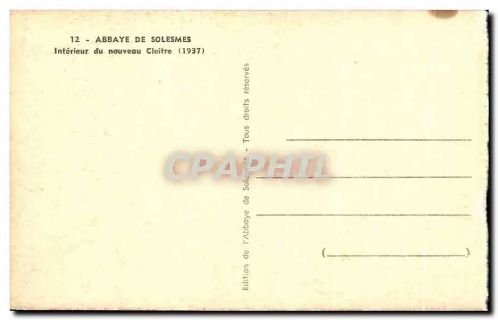 Binnenkant van het nieuwe klooster — Abdisseis van Solesmes — Uitgave door de Abdisseis van Solesmes (1937) - Achterkant