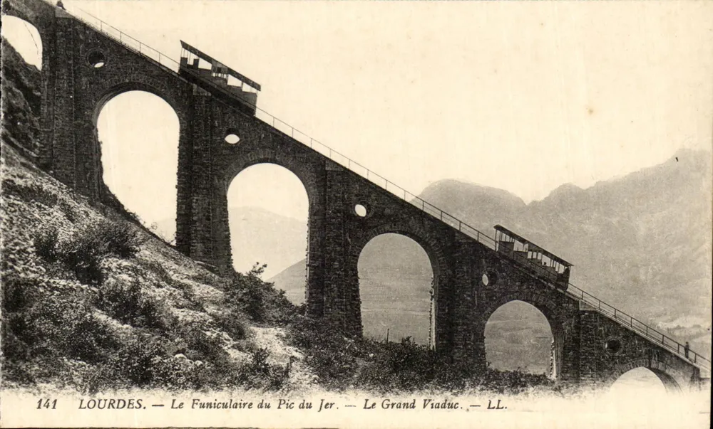 Lourdes — Der Seilbahn Pic du Jer — Der Große Viadukt — LL. — Nr. 141 - Vorderseite
