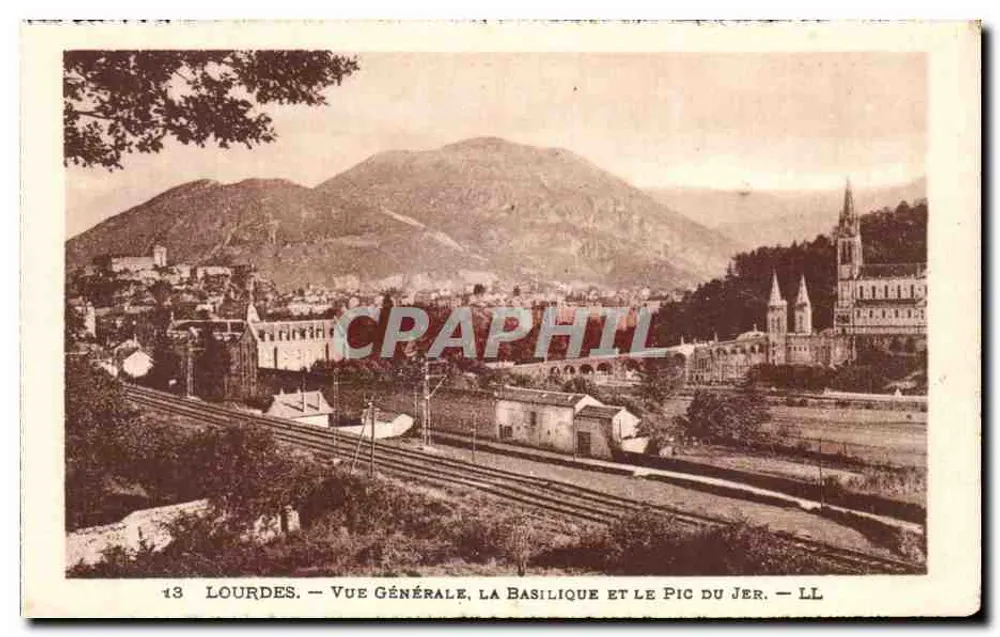Lourdes — Allgemeiner Blick, die Basilika und der Pic du Jer — LL - Vorderseite