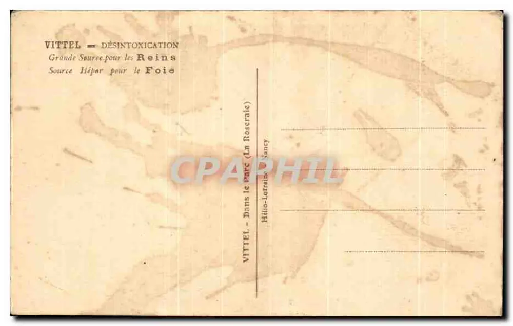 Vittele — Entgiftung — Große Quelle für die Nieren, Leberquelle — Im Park (La Roseraie) — Hélio-Lorraine, Nancy - Rückseite