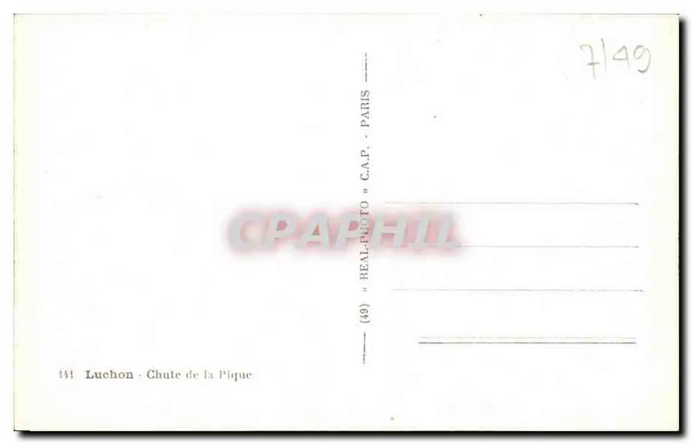 Luchon - Cachoeira da Pique — editor REAL-PHOTO C.A.P. PARIS, n° 441 - Verso