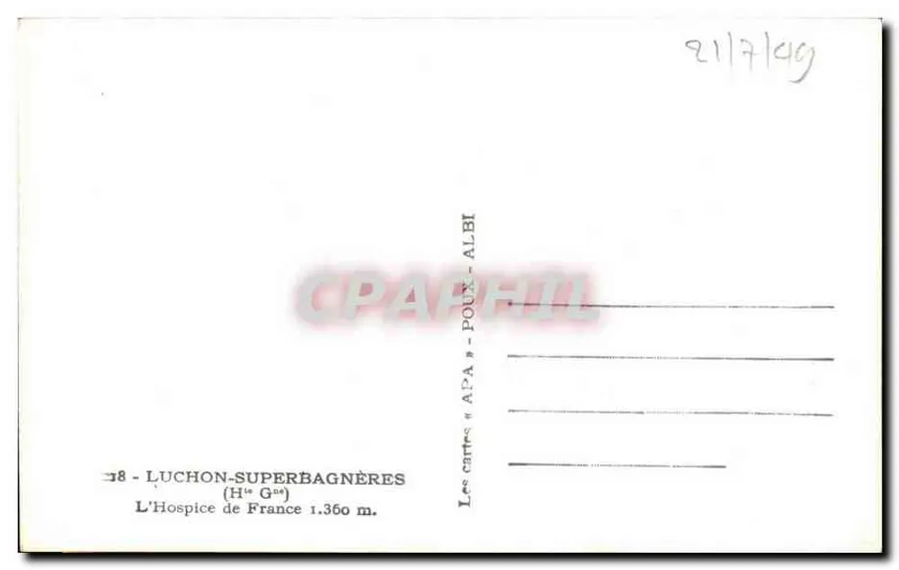 L'Hospice de France — Luchon-Superbagnères — APA - Rückseite