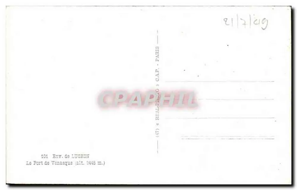 O Portinho de Vénasque — env. de Luchon — editor CAP - Verso