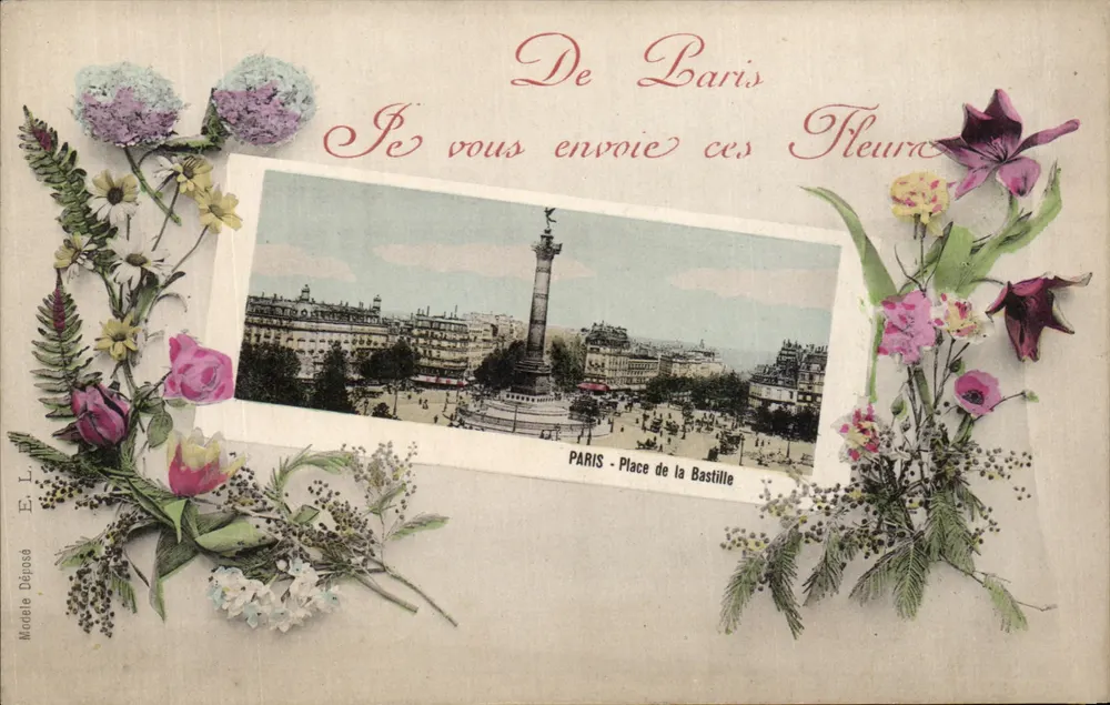 Paris - Place de la Bastille — vista panorâmica — E. L. Déposé - Frente