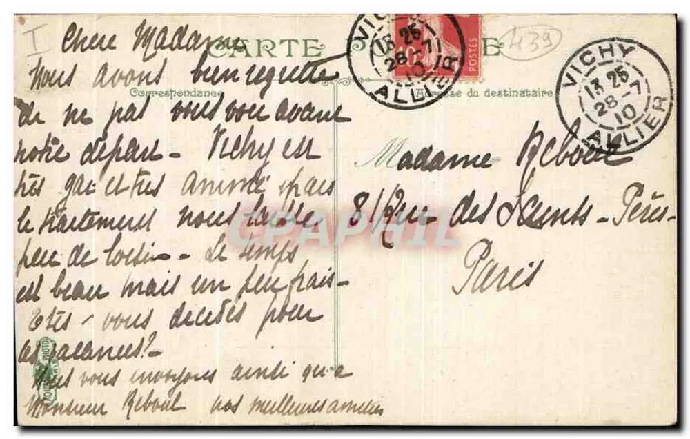 Vichy und seine Umgebung — Eingang zur Ardoisière-Höhle — Verlag: C. L. B. (oder ähnlich) — Seriennummer nicht lesbar - Rückseite