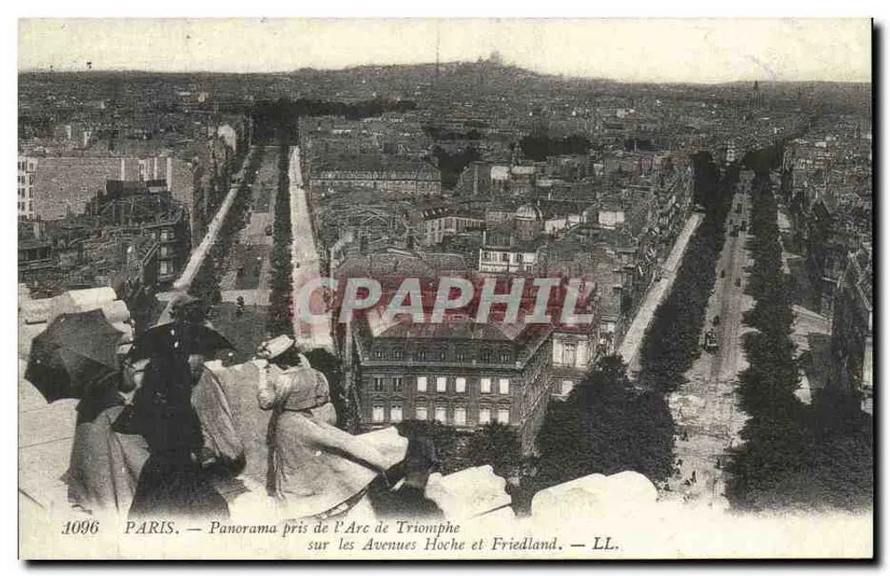 PARIS — Panorama vom Arc de Triomphe über die Avenues Hoche und Friedland — LL. — n° 1096 - Vorderseite