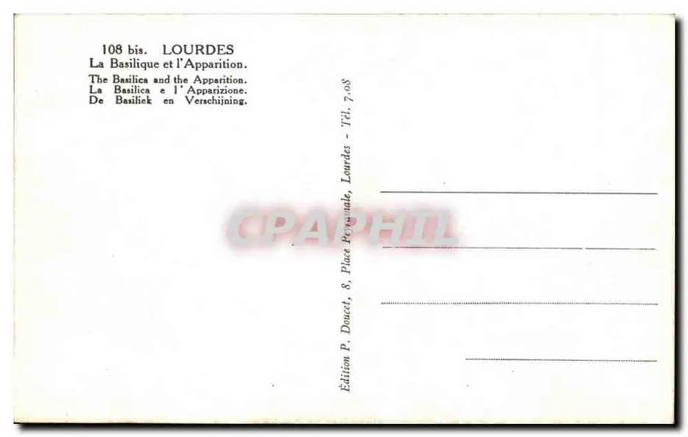 Lourdes — A Basílica e a Aparição — Edição P. Doucet - Verso