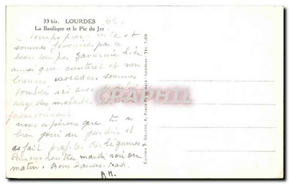 Lourdes — A Basílica e o Pic du Jer — Editor Edlux - Verso