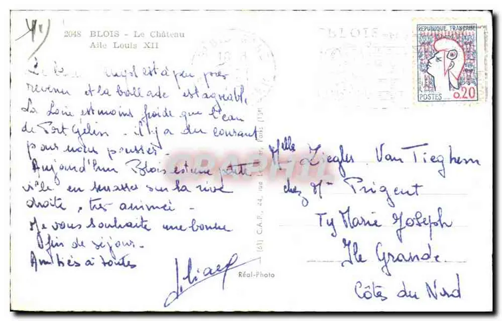 Blois - El Castillo - Ala de Luis XII — Tarjeta postal antigua Réal-Photo n°2048 - Reverso