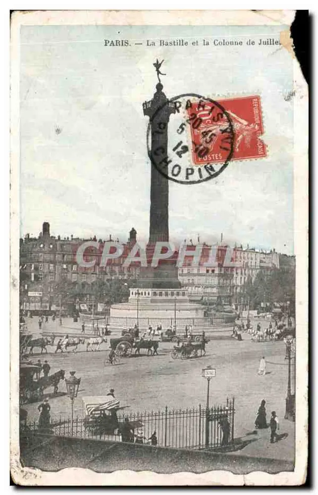 Paris — Die Bastille und die Säule von Juli — Verlag CHOPIN - Vorderseite