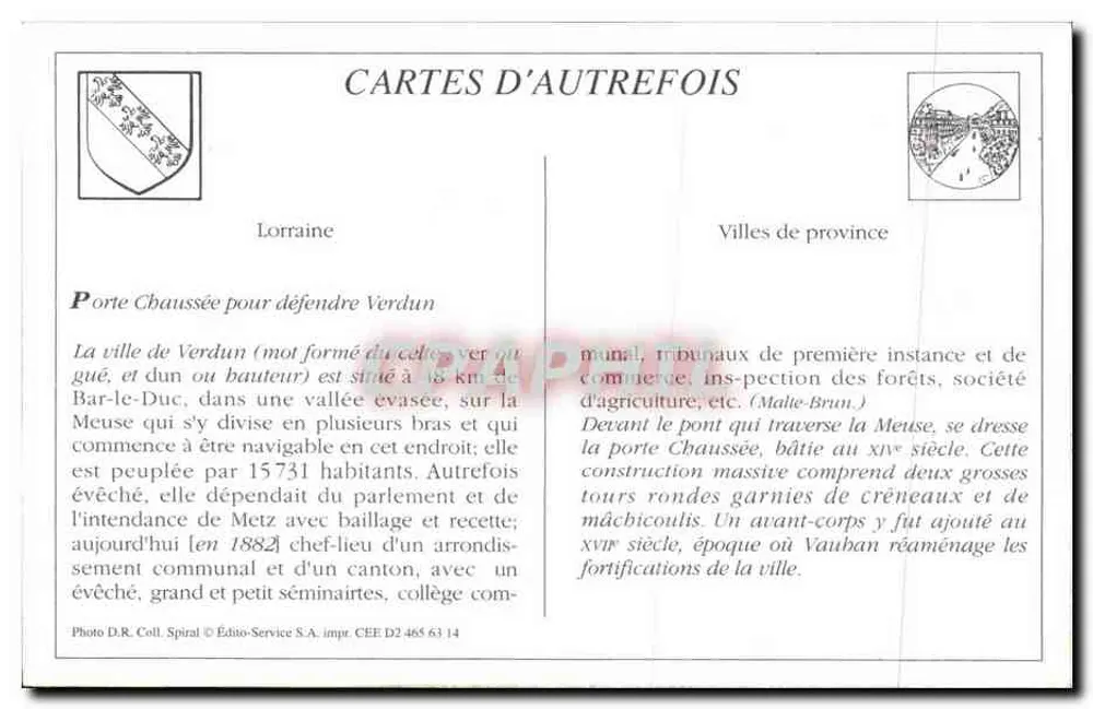 Verdun — Porta e Ponte Chaussée — Imp. Martin-Colardele, Verdun - Verso