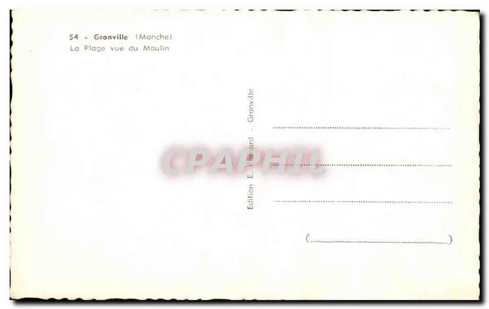 Granville (Manche) — Die Strandansicht vom Mühlen — Edition E. Fisard, Granville - Rückseite