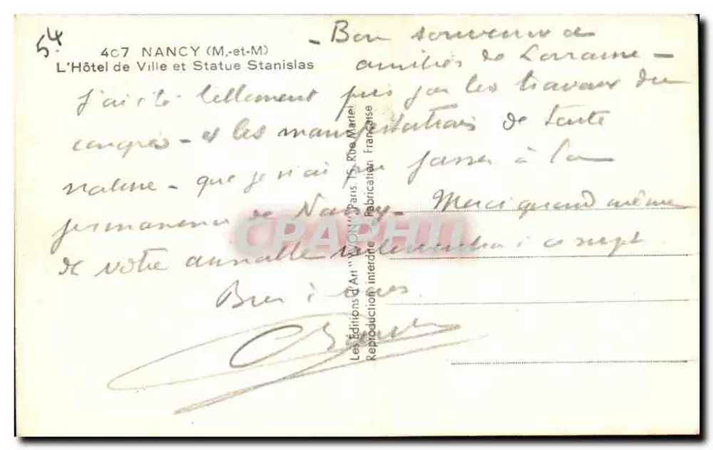 Nancy — Hotel de Ville e Estátua de Stanislas — Yvon - Verso