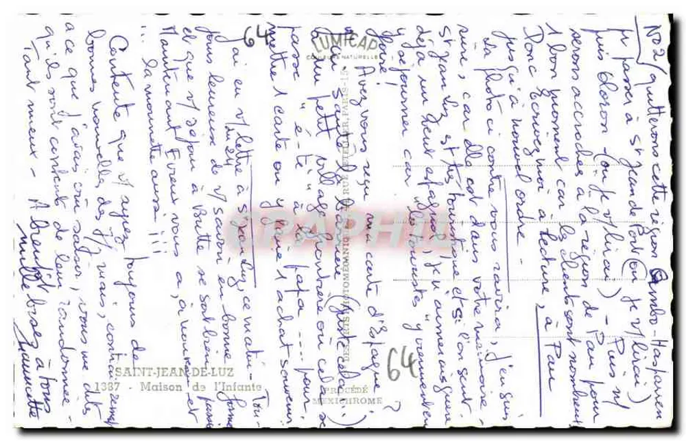 Saint-Jean-de-Luz — Casa da Infanta — editor MEXICHRÔME, n°64 - Verso