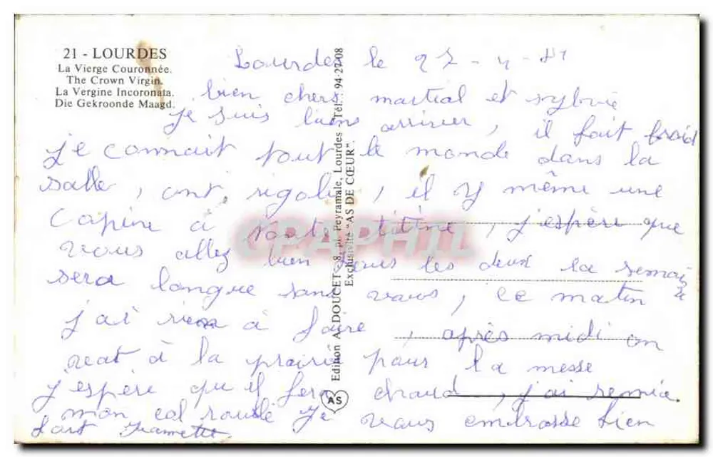 लूर्ड — कोरोनेड विरजिन — एडिशन एएस डे कॉर, नंबर 21 - पीछे