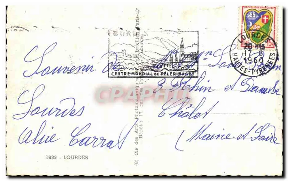 Lourdes — De Lourdes trazemos mil votos e pensamentos — Sociedade dos Artes Fotográficas - Verso