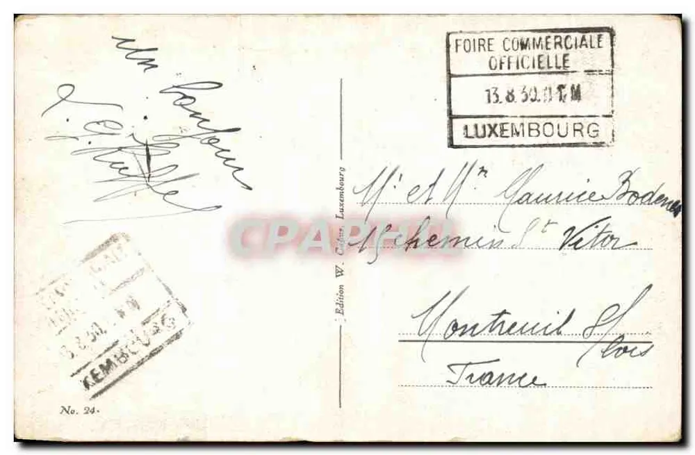 Luxemburgo. Torre Espanhola com Pfaffenthal — Edição W. Caffier Luxemburgo, n° 24 - Verso