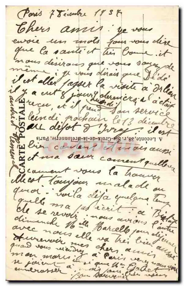 Paris — La Madeleine — Igreja da Magdalena — Editor não identificado, n° de série 58 - Verso