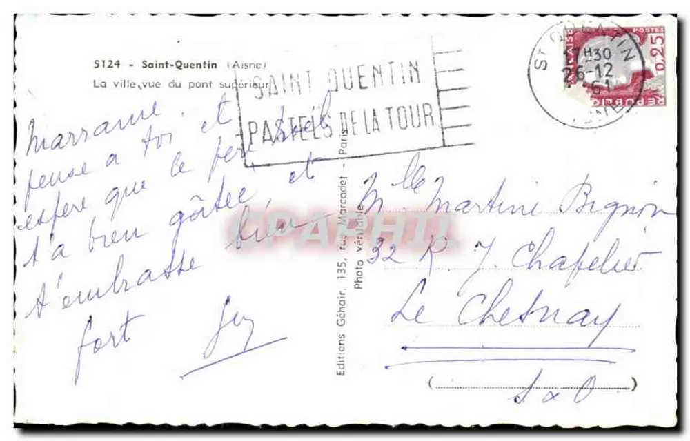 Saint-Quentin — Ansicht vom oberen Brückenteil — Éditions Gahair - Rückseite