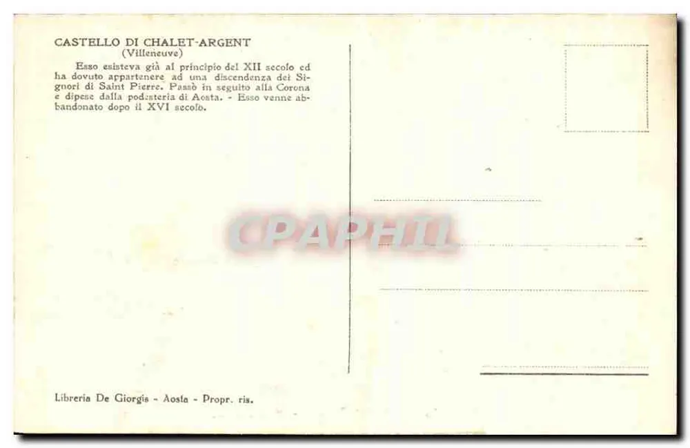 Castelo de Chalet-Argent - Vale d'Aosta - Verso