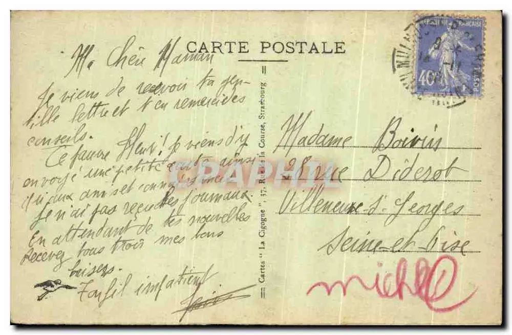 Ruínas de FLECKENSTEIN, perto de Lembach (Vosges do Norte) — vista panorâmica — Cartas 'La Cigogne' - Verso