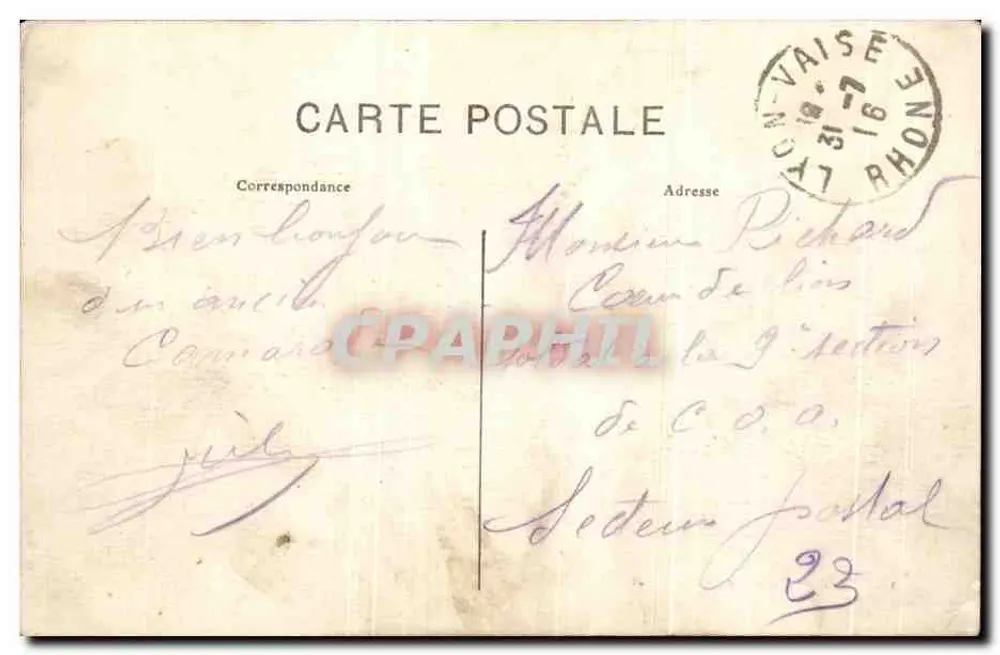 Lyon — O Hotel de Ville — E.H. n°26 - Verso