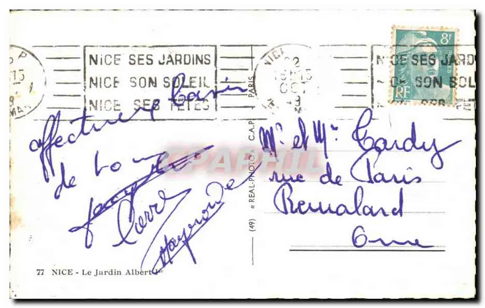 O Jardim Albert Ier — Nice — editor C.A.P. - Verso