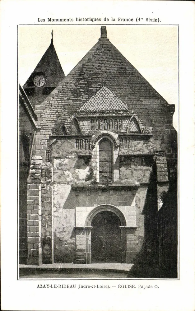 Azay-le-Rideau (Indre-et-Loire) — Igreja. Fachada O. — Os Monumentos históricos da França (1ª Série). - Frente