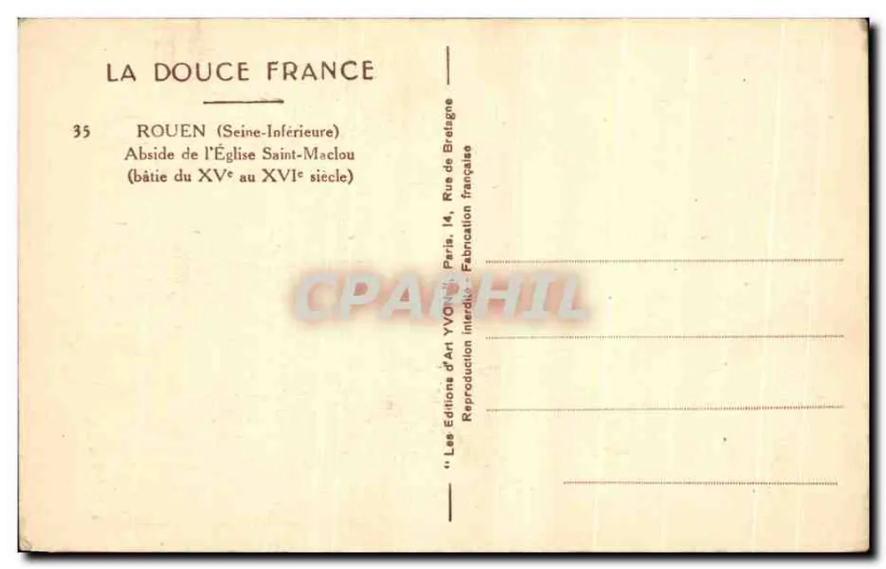 Rouen (Seine-Inférieure) — Abside da Igreja de São Maclou — Editor: Les Éditions d'Art Français - Verso