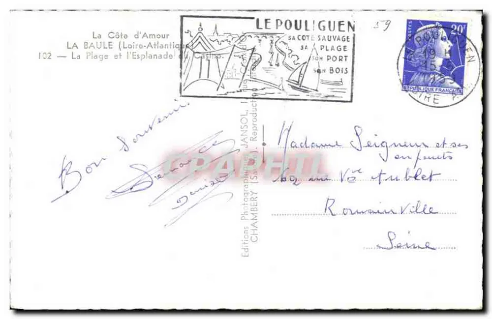 La Baule — A Praia e a Esplanada do Casino — Edições Jansol, n°102 - Verso