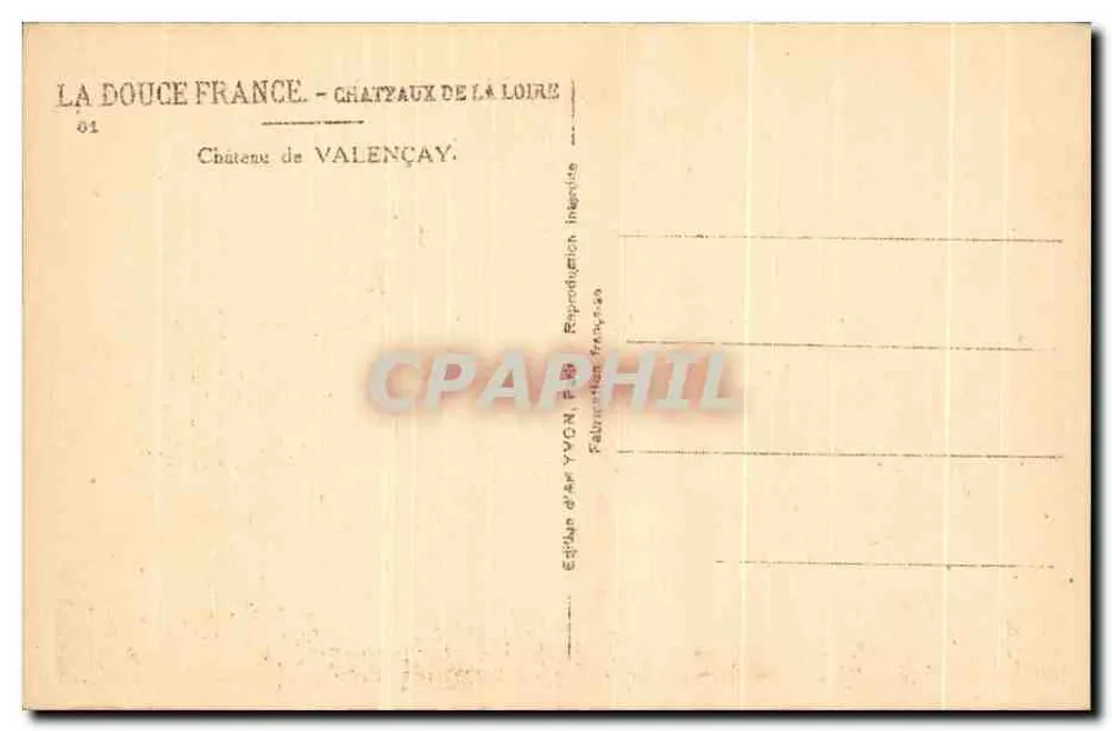 वैलेंसेय डी कैस्टल — लूअर के कैस्टल — आर्ट एडिशन ईवीजीएन, पेरिस - पीछे