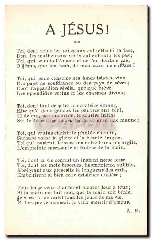 BONTÉ DE JÉSUS para a Cananéia — A. Raynal Pinxit - Verso