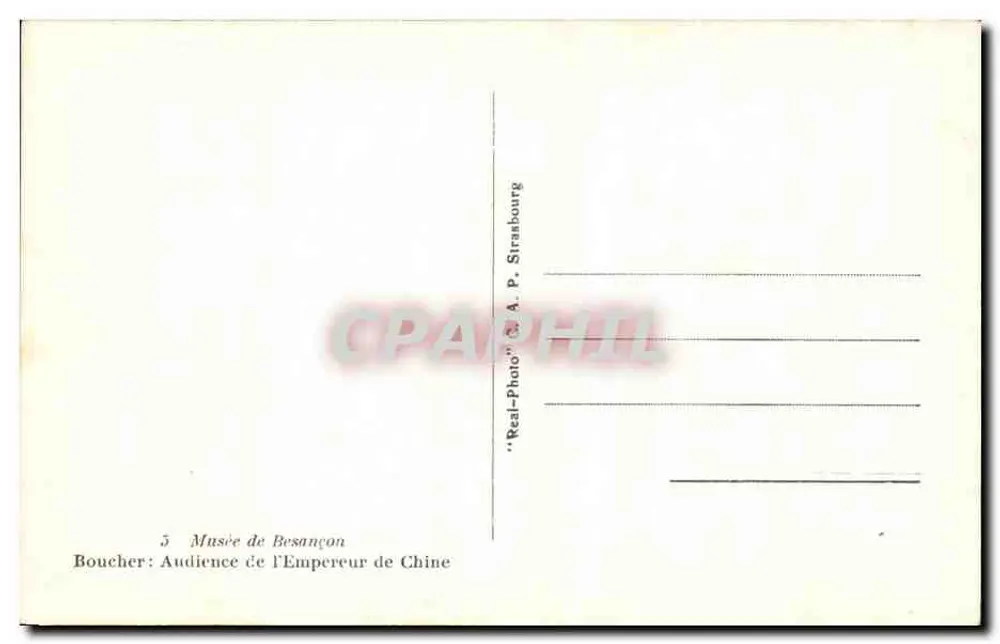 AudIÊncia do Imperador da China — Museu de Besançon — A. P. Strasbourg - Verso