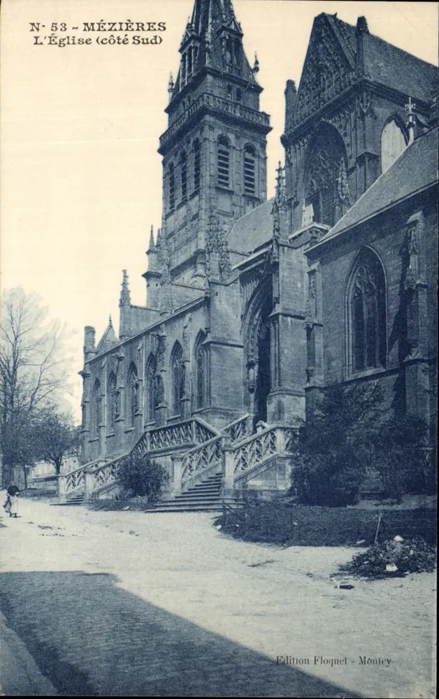 Mézières — A Igreja (lado Sul) — Edição Floquet - Montcey, N° 53 - Frente
