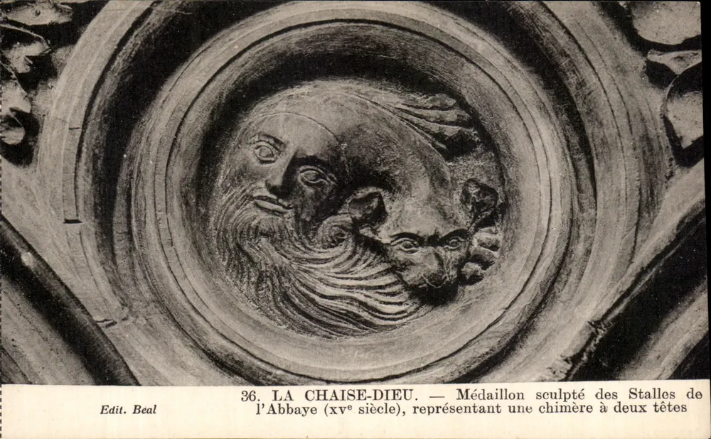 La Chaise-Dieu — Geschnitztes Medaillon der Abtei-Bänke (15. Jahrhundert) — Edit. Beal n°36 - Vorderseite
