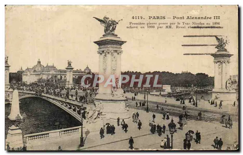 Paris — Pont Alexandre III — éditeur imprimeur non visible, n° 4112 - Frente