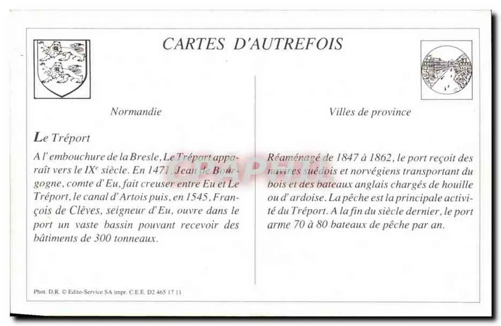 Le Tréport — Place de la Poissonnerie — A Cruz — Edição Arnault, Le Tréport - Verso